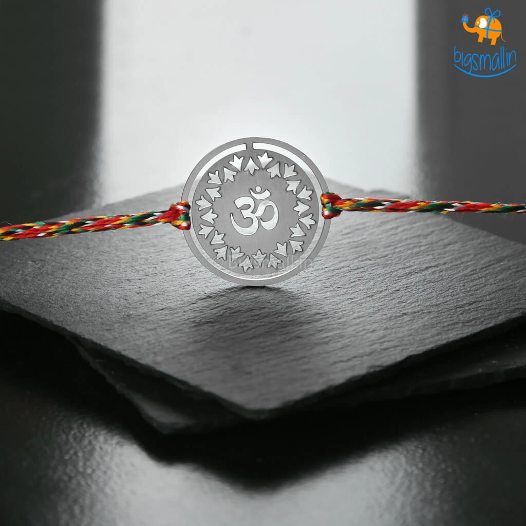 DesignWesign Om & Swastika Metallic Rakhi - Set Of 2