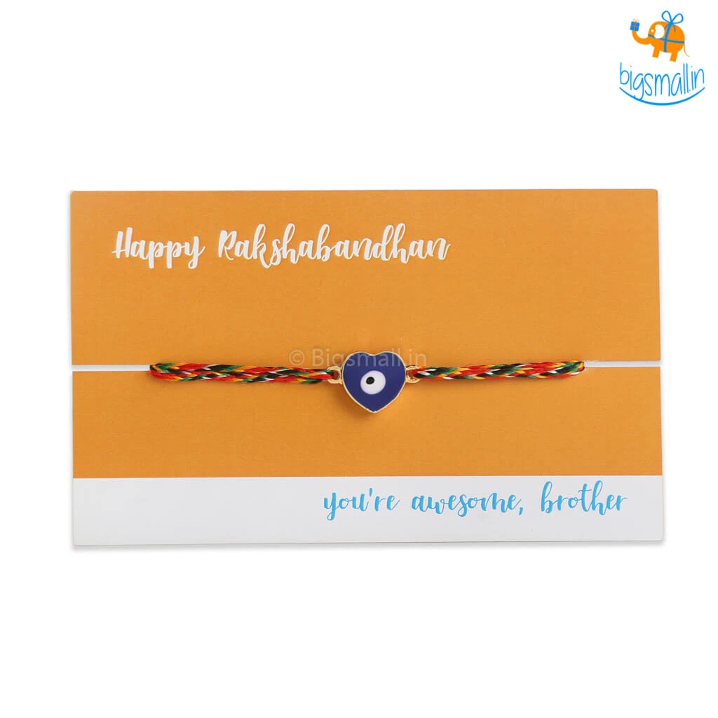DesignWesign Heart Shaped Evil Eye Rakhi