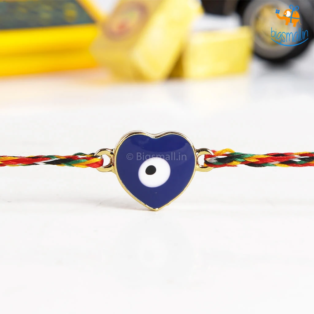 DesignWesign Heart Shaped Evil Eye Rakhi