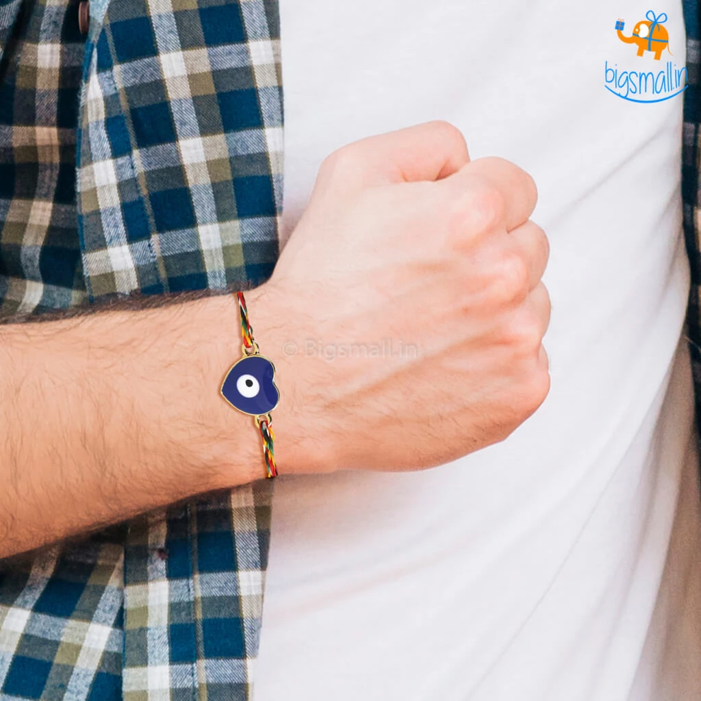 DesignWesign Heart Shaped Evil Eye Rakhi