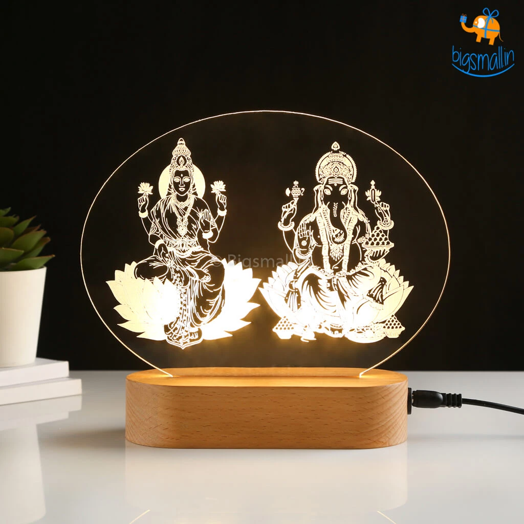 India Vibes Laxmi And Ganesha Hologram Lamp Father's Day