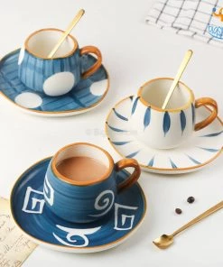 Bigsmall_hmk Shibori Printed Tea Cup With Saucer & Spoon