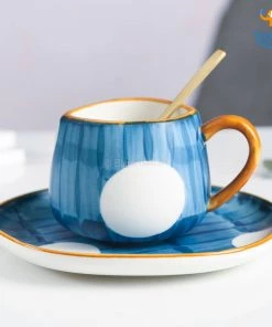 Bigsmall_hmk Shibori Printed Tea Cup With Saucer & Spoon