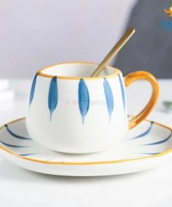 Bigsmall_hmk Shibori Printed Tea Cup With Saucer & Spoon
