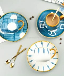 Bigsmall_hmk Shibori Printed Tea Cup With Saucer & Spoon