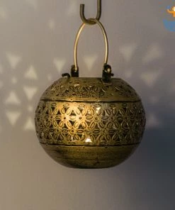 Indian Craft Vintage Gold Candle Holder