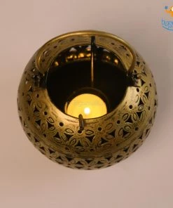 Indian Craft Vintage Gold Candle Holder