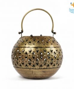 Indian Craft Vintage Gold Candle Holder
