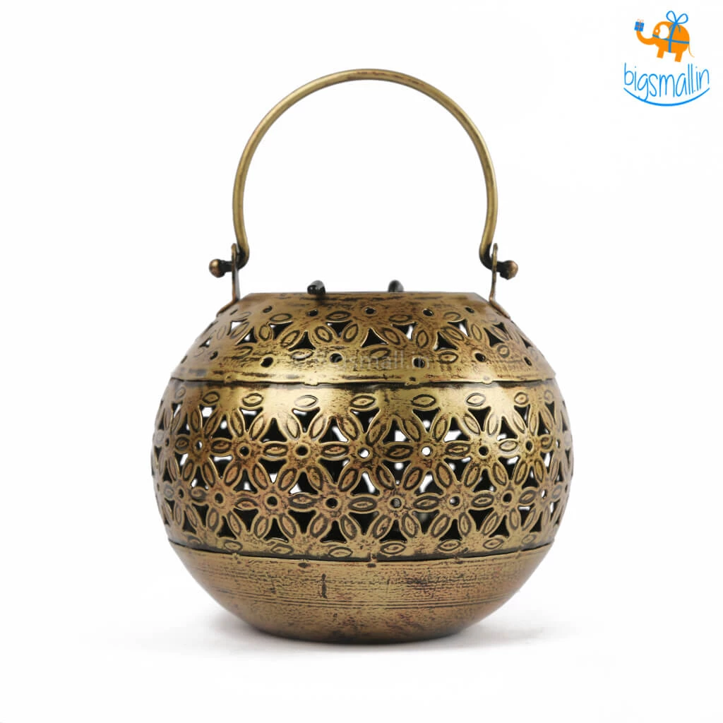 Indian Craft Vintage Gold Candle Holder