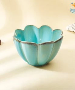 Fancy Turquoise Glazed Snack Bowl