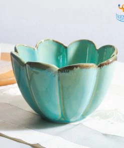 Fancy Turquoise Glazed Snack Bowl
