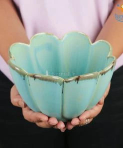 Fancy Turquoise Glazed Snack Bowl