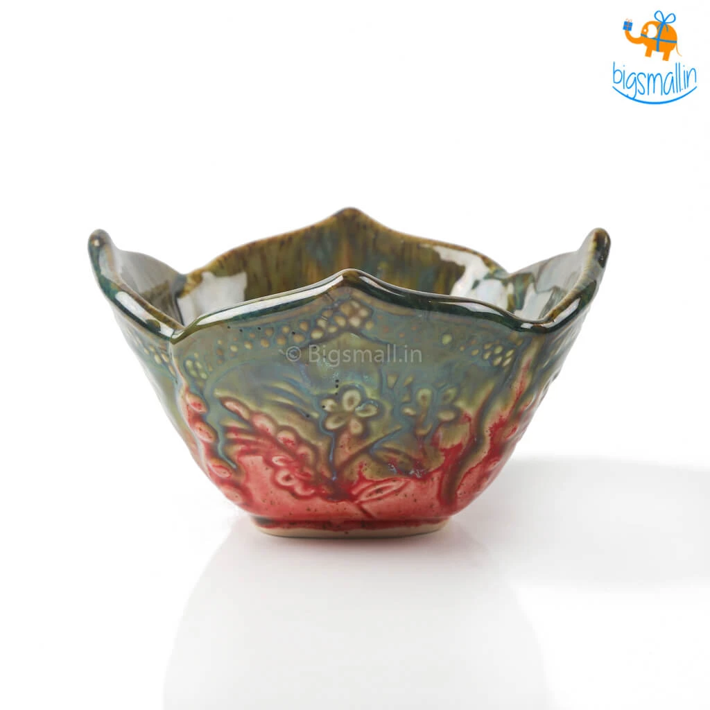 Fancy Dahlia Flower Glazed Snack Bowl