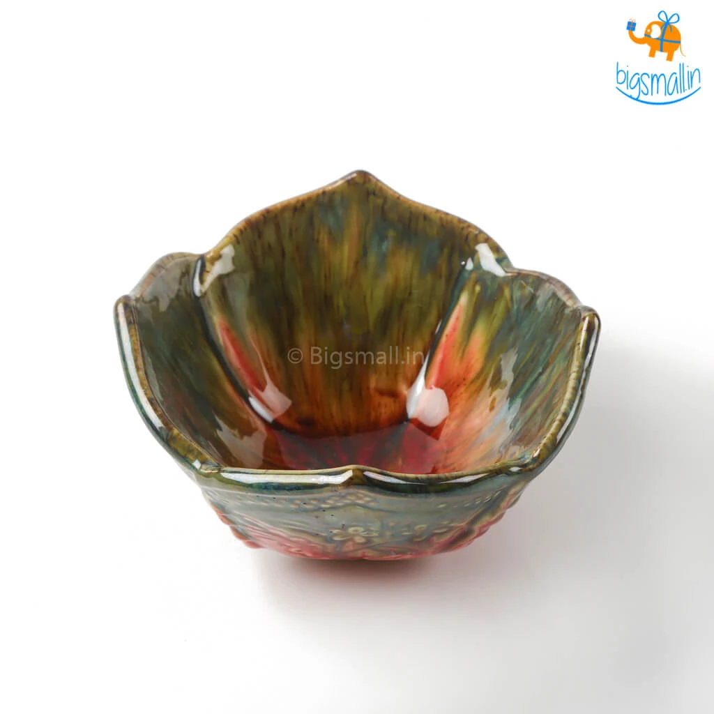 Fancy Dahlia Flower Glazed Snack Bowl