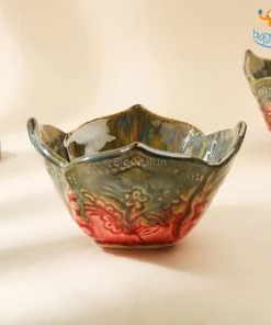 Fancy Dahlia Flower Glazed Snack Bowl