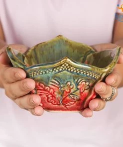 Fancy Dahlia Flower Glazed Snack Bowl