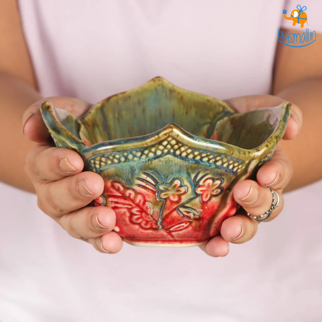 Fancy Dahlia Flower Glazed Snack Bowl