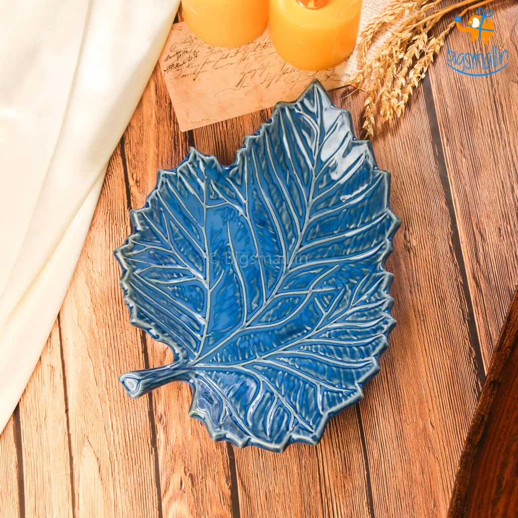 Fancy Maple Leaf Glazed Ceramic Plate All Of It