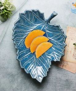 Fancy Maple Leaf Glazed Ceramic Plate All Of It