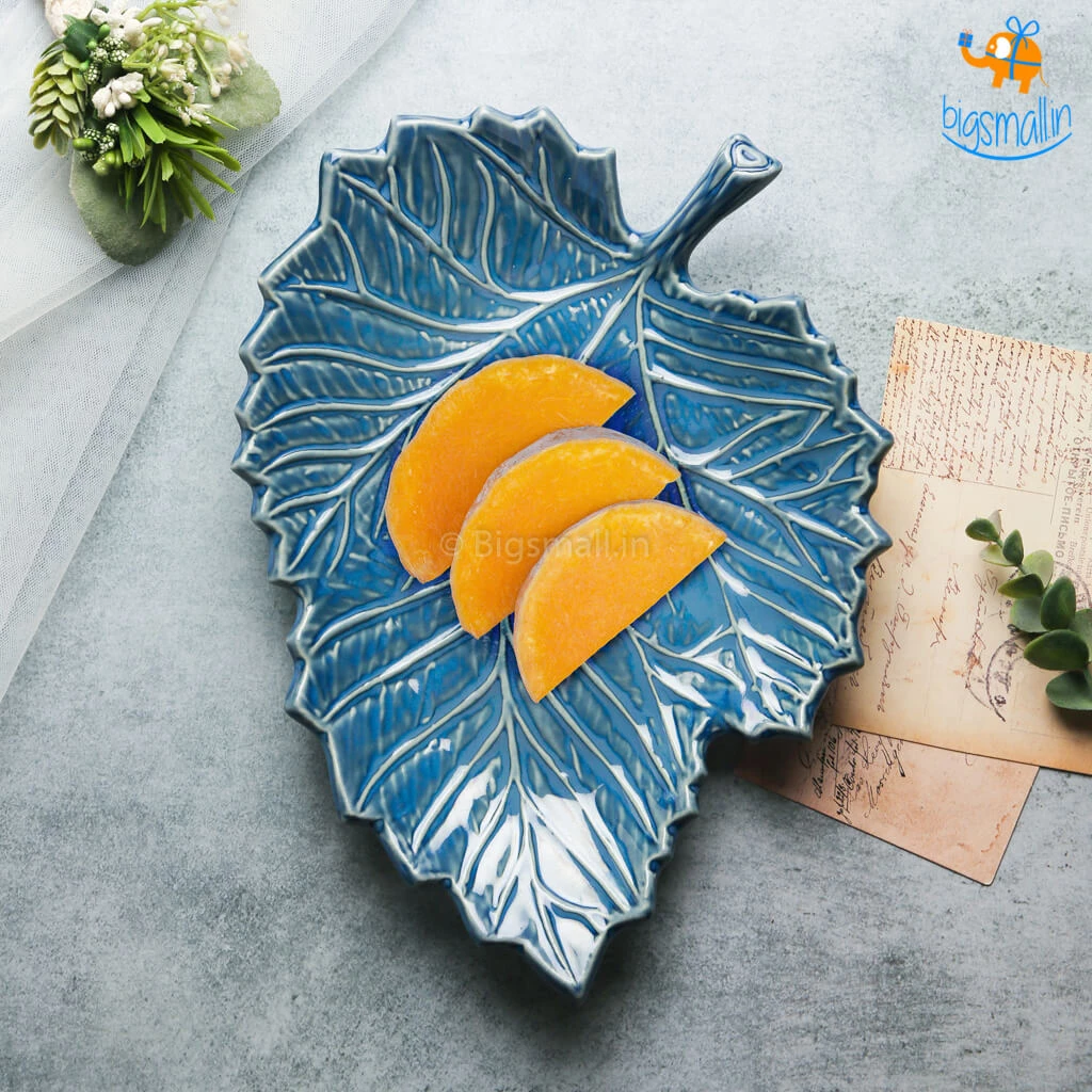 Fancy Maple Leaf Glazed Ceramic Plate All Of It