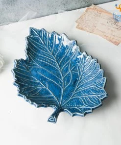 Fancy Maple Leaf Glazed Ceramic Plate All Of It