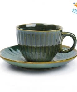 Fancy Glazed Ceramic Tea Cup With Saucer