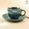 Fancy Glazed Ceramic Tea Cup With Saucer