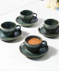Fancy Glazed Ceramic Tea Cup With Saucer