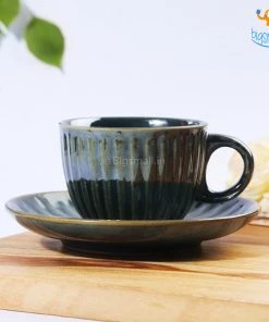 Fancy Glazed Ceramic Tea Cup With Saucer