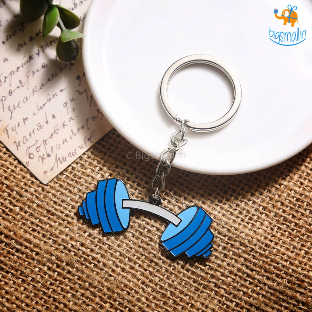 Bigsmall_piu All Of It Dumbbell Metallic Keychain