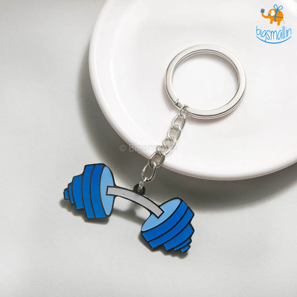 Bigsmall_piu All Of It Dumbbell Metallic Keychain