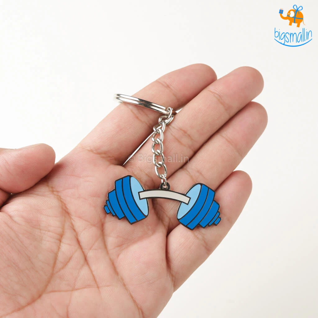 Bigsmall_piu All Of It Dumbbell Metallic Keychain