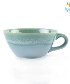 Fancy Blue Glaze Soup Bowl With Handle