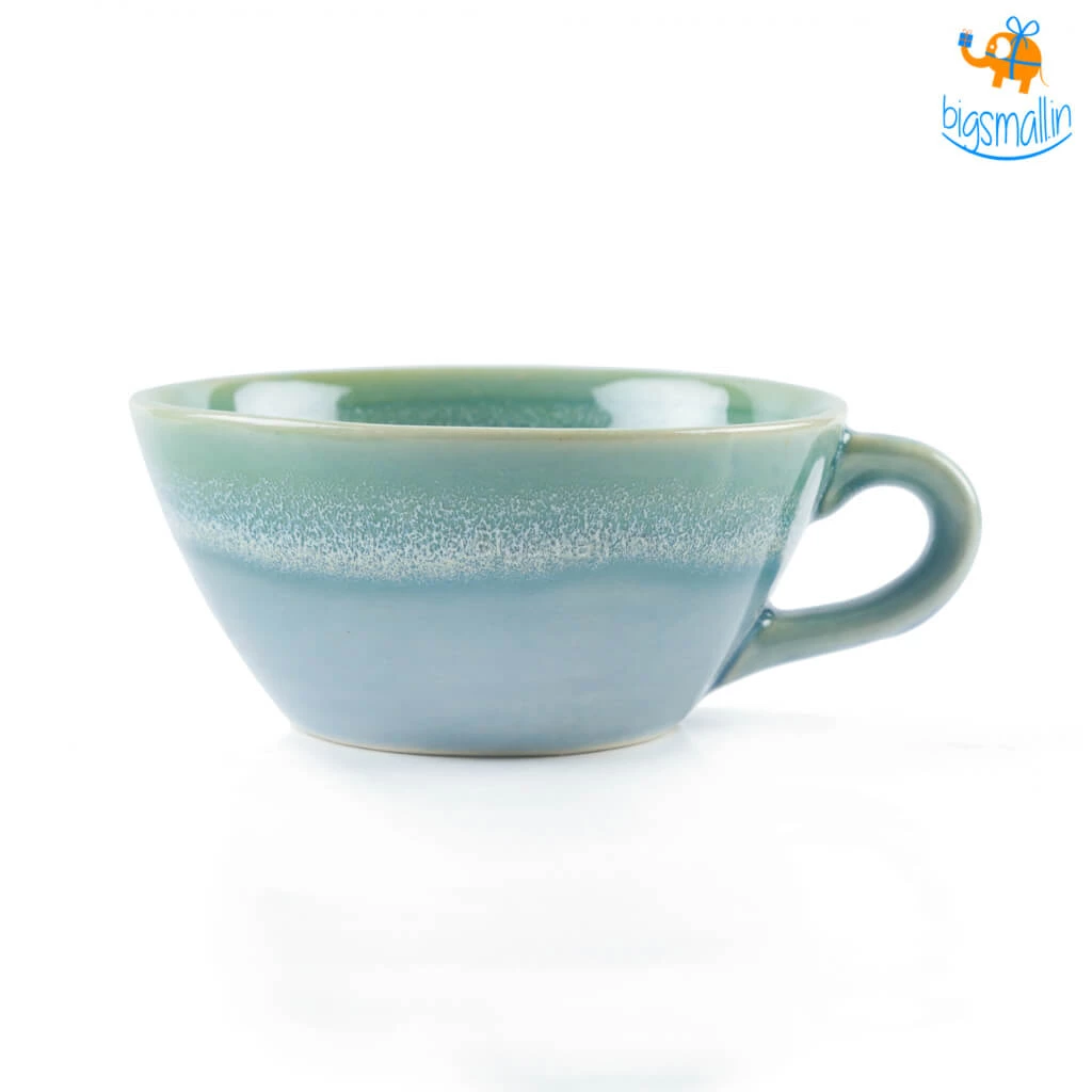 Fancy Blue Glaze Soup Bowl With Handle