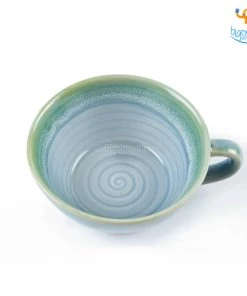 Fancy Blue Glaze Soup Bowl With Handle