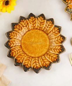 Fancy All Of It Sunflower Shaped Handmade Ceramic Plate
