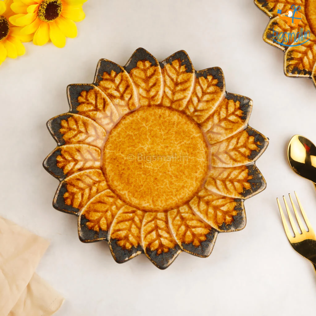 Fancy All Of It Sunflower Shaped Handmade Ceramic Plate