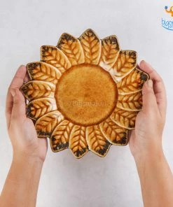 Fancy All Of It Sunflower Shaped Handmade Ceramic Plate