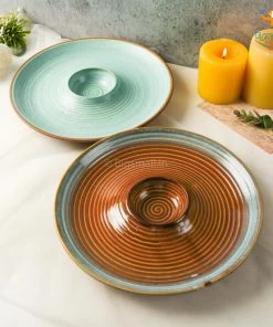 Fancy Round Ceramic Chip & Dip Platter All Of It