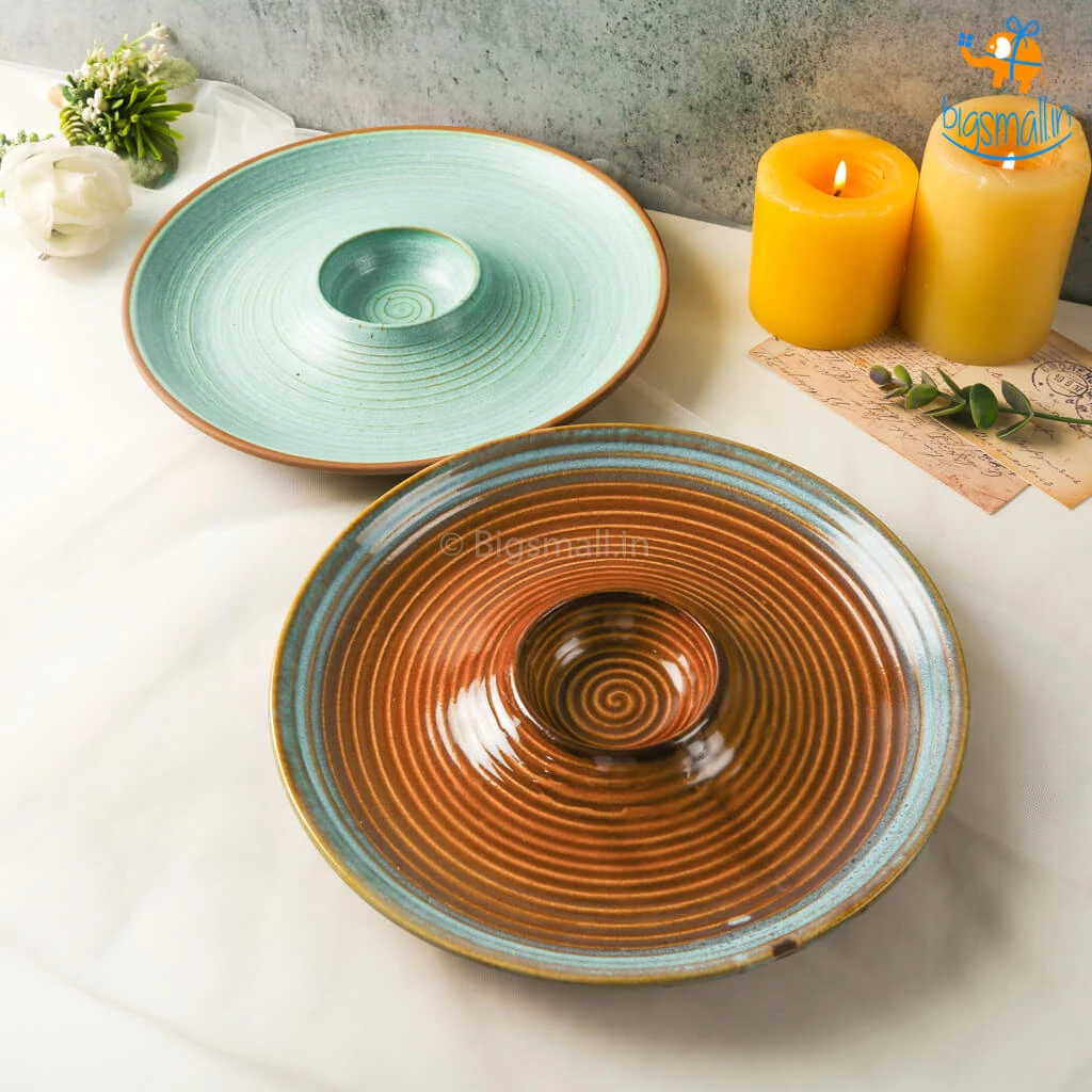 Fancy Round Ceramic Chip & Dip Platter All Of It