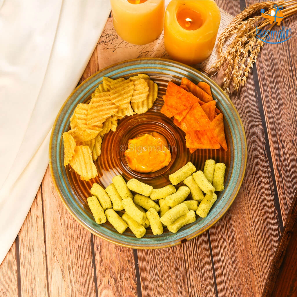 Fancy Round Ceramic Chip & Dip Platter All Of It