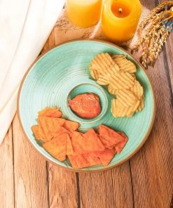 Fancy Round Ceramic Chip & Dip Platter All Of It