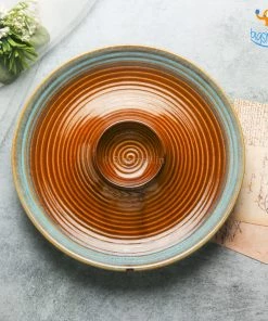 Fancy Round Ceramic Chip & Dip Platter All Of It