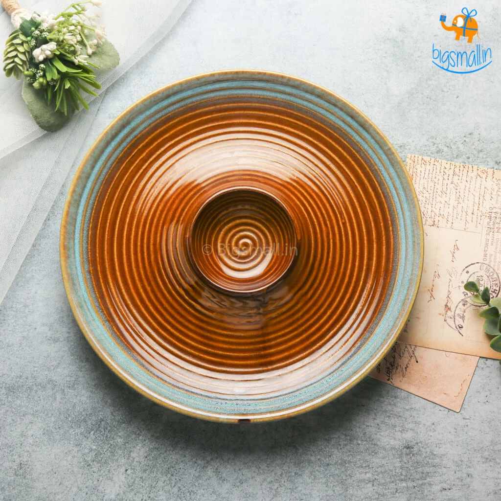 Fancy Round Ceramic Chip & Dip Platter All Of It