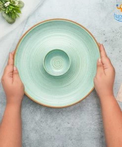 Fancy Round Ceramic Chip & Dip Platter All Of It