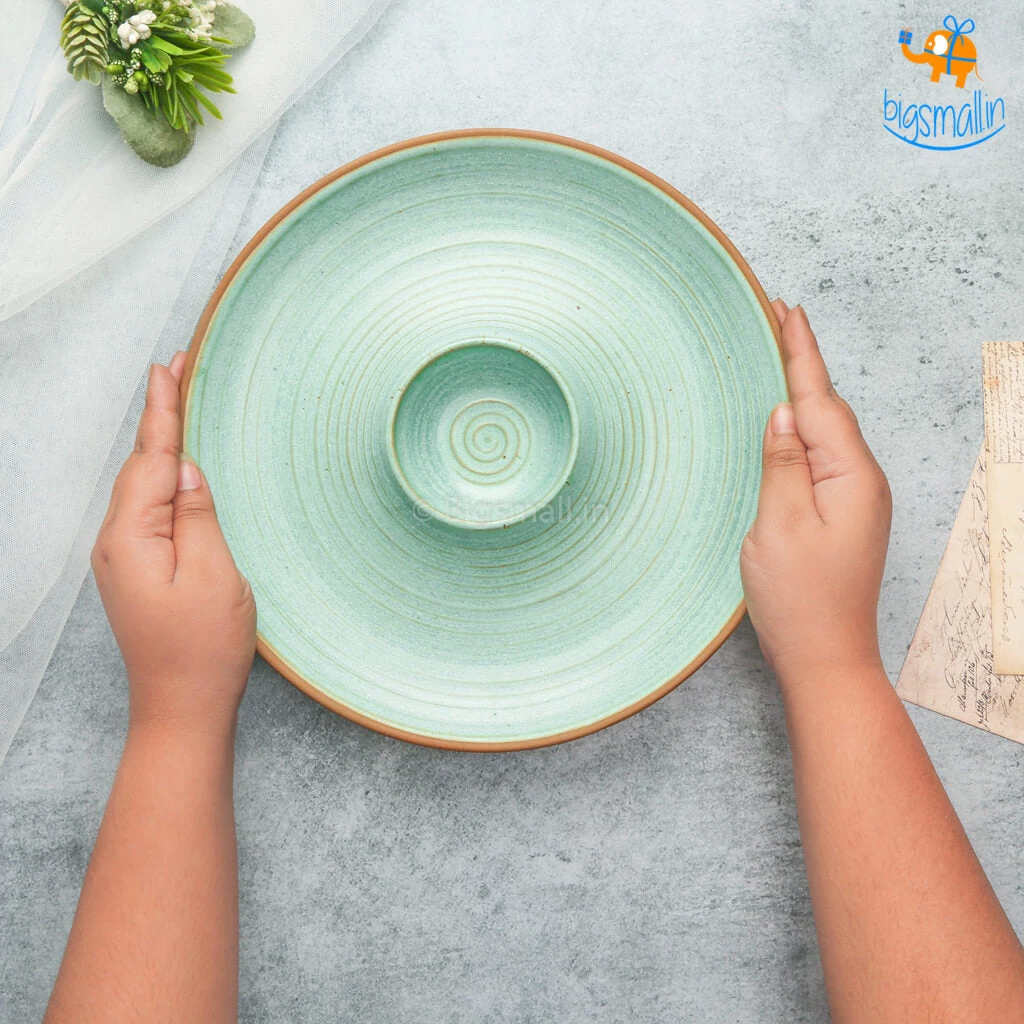 Fancy Round Ceramic Chip & Dip Platter All Of It