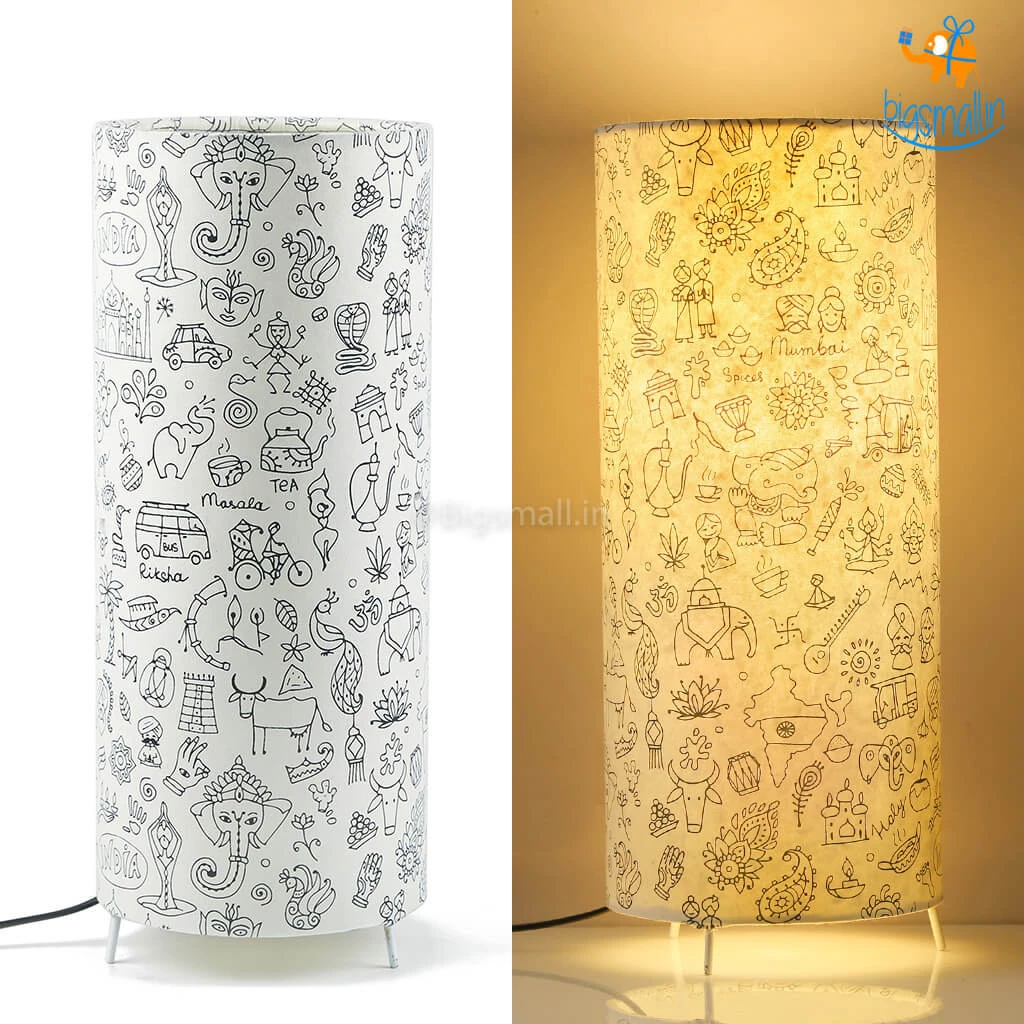 Ascetic Indian Art Doodles Table Lamp All Of It