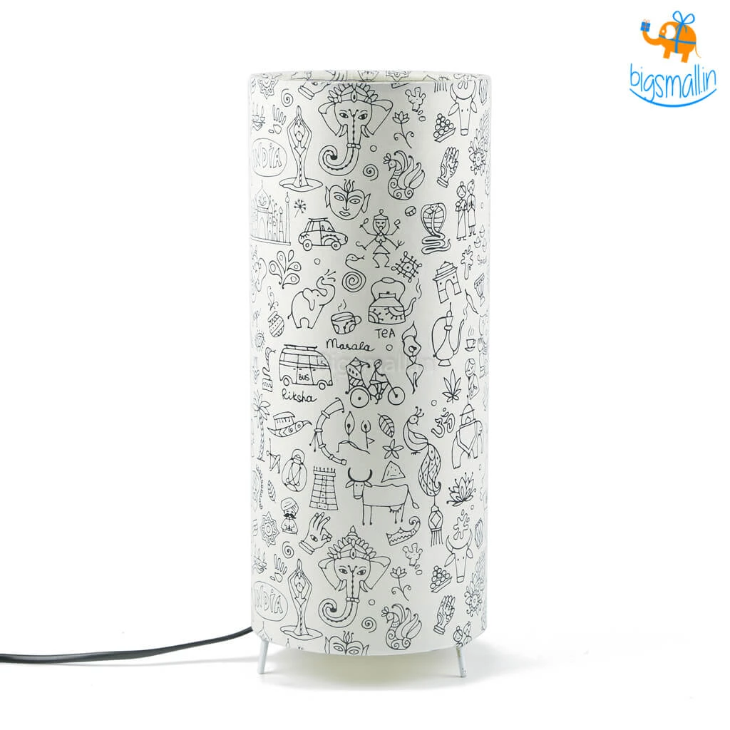Ascetic Indian Art Doodles Table Lamp All Of It