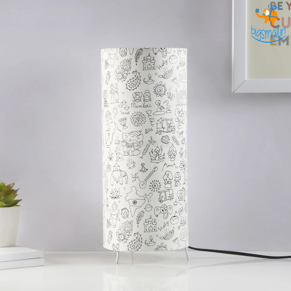 Ascetic Indian Art Doodles Table Lamp All Of It