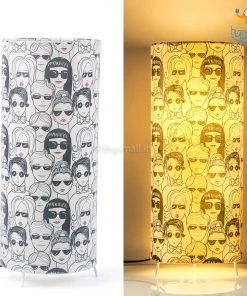 Ascetic Monochrome Women Doodles Table Lamp All Of It